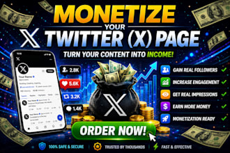 promote twitter x page link to complete monetization and increase audience