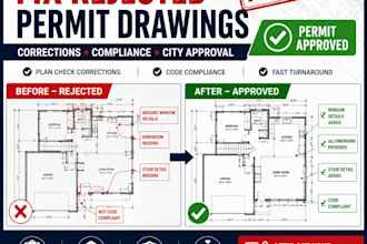 fix rejected permit drawings and respond to city comments