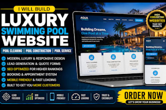 build luxury swimming pool website pool cleaning construction pool service site