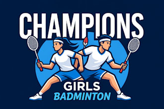 create wonderful style badminton champion girls mascot logo design