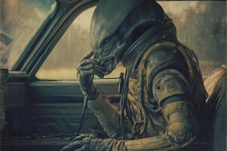 do a sci fi horror and fantasy scene concept art illustrations