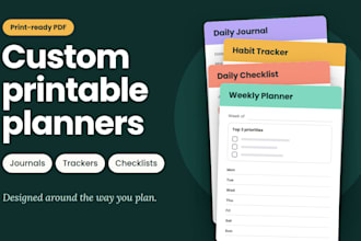 design printable planners, journals, trackers and checklists