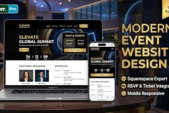 design modern squarespace event website for weddings, conferences event
