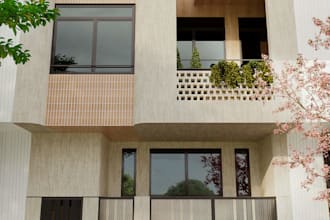 design modern architectural facade with 3d rendering
