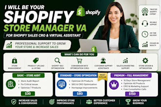 be your shopify store manager, shopify VA, and shopify cro expert