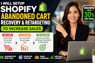 setup shopify abandoned cart recovery and retargeting to increase sales