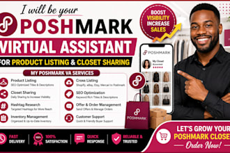 be your poshmark virtual assistant for product listing and closet sharing