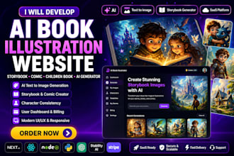 develop saas ai book illustration website, ai comic, ai storybook generator web
