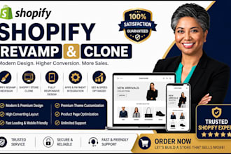design, redesign shopify store, clone, revamp copy shopify website