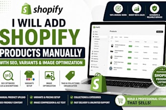add shopify product maually with seo variants and image optimization