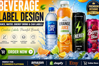 design juice label water bottle label energy drink can and beverage label