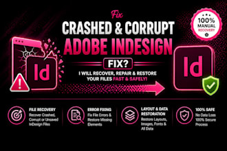manage crashed and corrupt indesign source file fix service