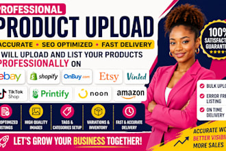 upload product to ebay shopify onbuy etsy vinted tiktokshop printify noon amazon