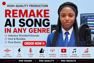 remake or make ai instrumental ai cover song ai custom song rap into pro quality