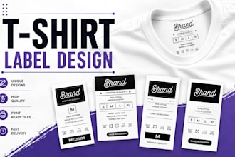 design a professional wash care tshirt label for your clothing brand
