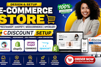 design prestashop shopify woocommerce opencart ecommerce store cdiscount setup
