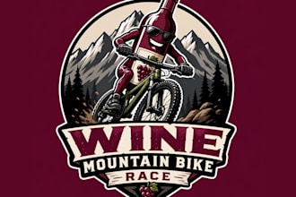 make awesome bike race wine mountain bike mascot logo design