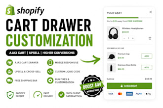 customize shopify cart drawer slide cart upsell features fix cart drawer