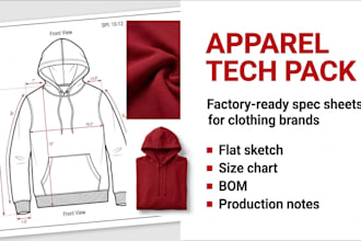develop apparel tech packs and production planning support