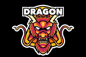 design asian dragon mascot logo design with 1day delivery