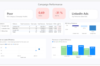 build a professional marketing dashboard with ROI and funnel analysis