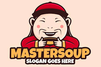 create asian fusion restaurant mascot logo design with your company