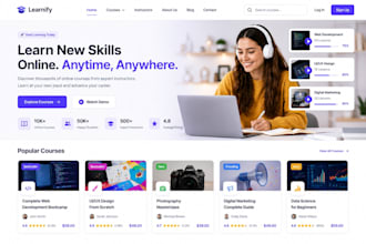 build lms educational website, online course website education elearning website