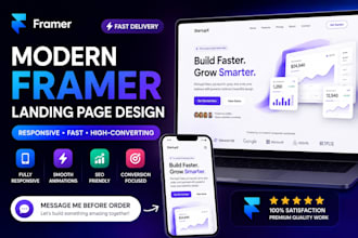 design modern landing page in framer for saas, startup, and business