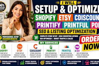 setup shopify etsy edit cdiscount printify printful pod seo listing optimization