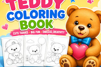 provide printable teddy bear coloring book PDF for kids