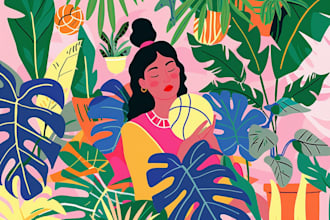 make you and plants, colorful, flat art, pop art