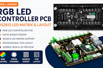 design rgb led controller pcb, esp32, ws2812 led matrix and layout
