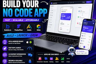 build no code mobile app for ios android and web app and flutter flow app