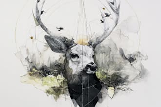 hand paint professional surrealist watercolor artwork