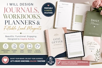 do journal design, workbook design, fillable PDF lead magnet, planner design