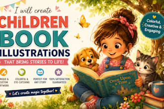 create colourful children book illustrations kid storybook art cartoon character