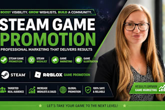 do steam game promotion, steam game marketing boost steam game wishlist, roblox