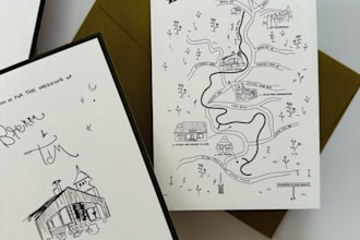 draw custom minimal wedding venues or map