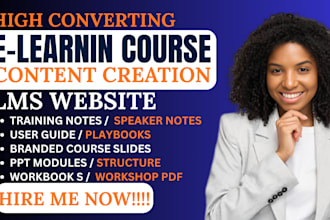 create PPT training modules, curriculum, PDF workshop guides and speaker notes