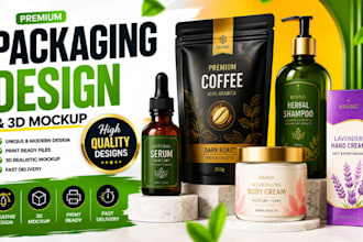 do premium product packaging and realistic 3d mockup design