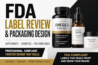 review and design food supplement, cosmetic product label for fda compliance