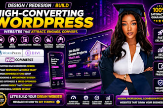 build custom divi wordpress woocommerce car landing page website design redesign