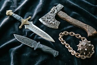 custom mini knife dagger axe scourge model prop design for cosplay kickstarter