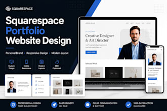 design squarespace portfolio website, personal brand website, responsive design
