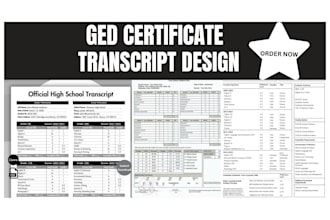 design college transcript, high school, transcript design and ged certificate