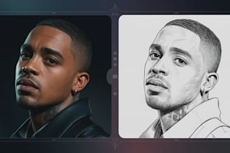 create a custom artist portrait sketch for album cover or music branding