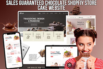 design chocolate shopify cookies pastry ice cream store biscuit bakery website