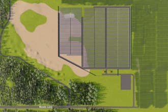convert 2d to 3d details solar farm visualize,photovoltaic plant,drone rendering