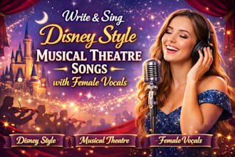 sing musical theatre, disney style, classical and kids songs with female vocals