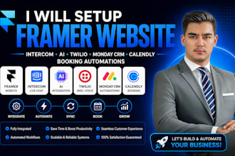 setup framer website intercom al twilo monday crm calendly booking automation